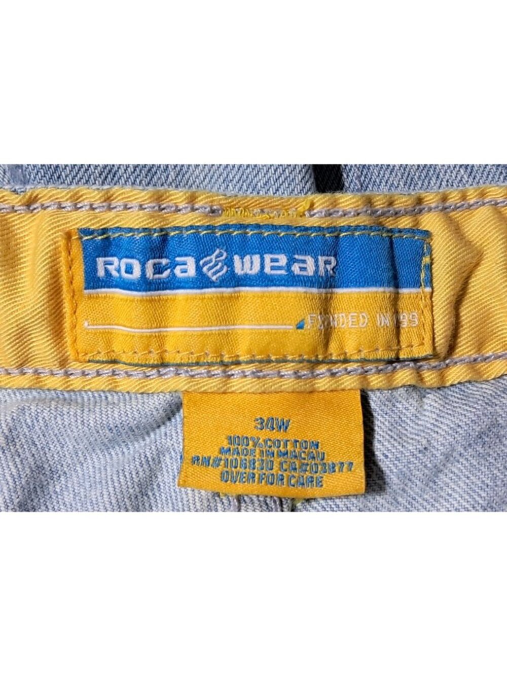 90s Y2k Rocawear Denim Jorts Shorts Mens Size 34 W Loose Fit Light Wash Jean Cot - Picture 3 of 11